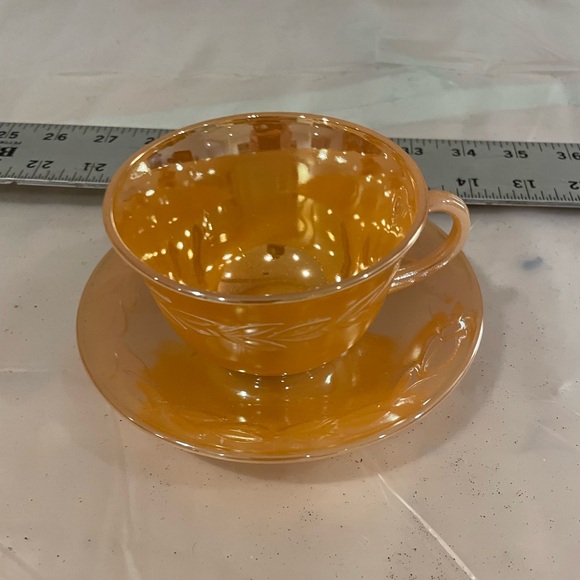 Anchor Hocking Other - Vintage Anchor Hocking Peach Luster Laurel Leaf Cup and Saucer